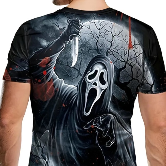 🔖 CLEARANCE🏷️ NWT 👻 2-SIDE COTTON BLEND “SCREAM” GHOST 3D HORROR TSHIRT Men’s XL - Picture 2 of 7